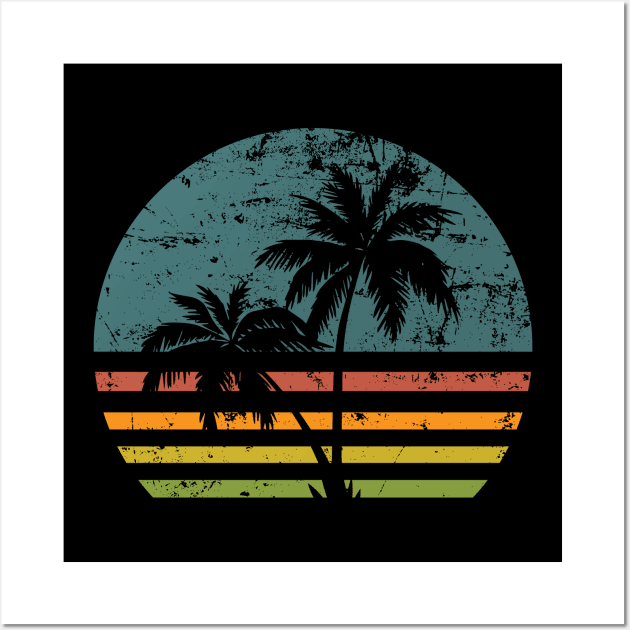 Beach Life Palm Tree Sunset Wall Art by Aldebaran